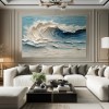 Ocean Haze – 3D teksturowany obraz olejny z falami oceanicznymi, impasto na ścianę z widokiem na morze do wystroju domu