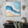 Ocean‘s Embrace: Gruba tekstura, oceaniczna fala na płótnie – dekoracja ścienna z motywem plaży 3D Impasto, wnętrze domu w stylu nadmorskim