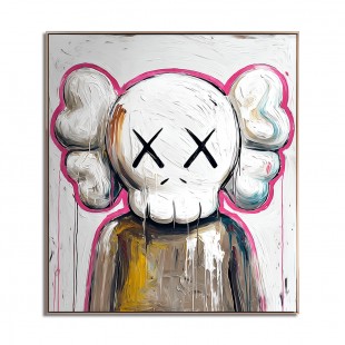 Oryginalny, ręcznie malowany obraz olejny inspirowany stylem KAWS | Dekoracja ścienna w stylu miejskiego pop-artu