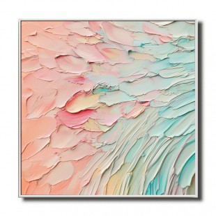 Pastelowe sny – Impasto – abstrakcyjna tekstura ścienna – pastelowy róż, turkusowy gradient, uspokajający, nowoczesny wystrój sypialni