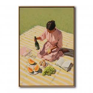 Picnic Bliss – figuratywny obraz w stylu vintage do nowoczesnej dekoracji ściennej
