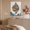 Pływający artefakt – surrealistyczna geometryczna sztuka balonowa. Fantazyjny abstrakcyjny obraz pejzażowy.