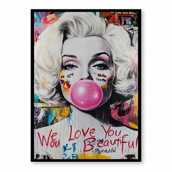 Pop Diva — Portret w stylu graffiti, obraz olejny, nowoczesna sztuka ścienna w stylu ulicznym