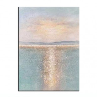 Powierzchnia promieni słonecznych – luksusowy pionowy abstrakcyjny obraz z teksturą pejzażu morskiego do nowoczesnego wystroju