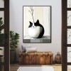 Purrcelain - Minimalistyczny obraz w wazonie z kotem Okrągły abstrakcyjny kot z suszonymi kwiatami