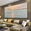 Pusty ocean – spokojny zachód słońca, obraz olejny z żaglówką, sztuka żeglarska do dekoracji wnętrz