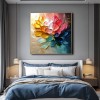 Radiant Petalscape – Kolorowy, teksturowany obraz olejny z motywem kwiatowym 3D, nowoczesna sztuka ścienna do salonu i sypialni