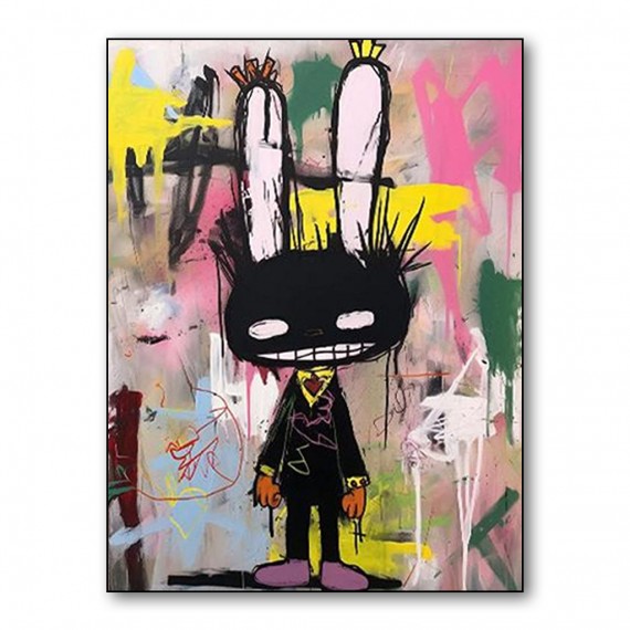 Rebel Bunny – Żywa dekoracja ścienna z motywem króliczka w stylu graffiti