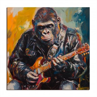 Rhythm Beast – obraz z gorylem grającym na gitarze do nowoczesnych, kreatywnych wnętrz