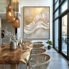 Rzeźbione światło – Teksturowana abstrakcyjna sztuka ścienna Golden Wave Canvas Wabi Sabi Pionowy wystrój