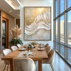 Rzeźbione światło – Teksturowana abstrakcyjna sztuka ścienna Golden Wave Canvas Wabi Sabi Pionowy wystrój