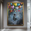 Serca na niebie — graffiti, balon, miłość, obraz olejny, sztuka ścienna w stylu street pop