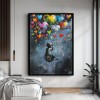 Serca na niebie — graffiti, balon, miłość, obraz olejny, sztuka ścienna w stylu street pop