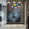 Serca na niebie — graffiti, balon, miłość, obraz olejny, sztuka ścienna w stylu street pop