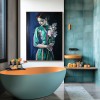 Silent Bloom – ręcznie malowany portret figuralny olejny z bukietem kwiatów