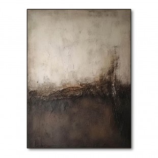 Soft Divide – Teksturowana, abstrakcyjna sztuka ścienna Wabi-Sabi z delikatnym horyzontem