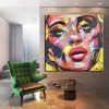Temptation – Kolorowy abstrakcyjny portret olejny – nowoczesna dekoracja ścienna w stylu pop-art do domu