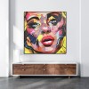 Temptation – Kolorowy abstrakcyjny portret olejny – nowoczesna dekoracja ścienna w stylu pop-art do domu