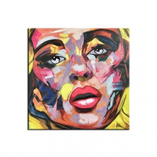 Temptation – Kolorowy abstrakcyjny portret olejny – nowoczesna dekoracja ścienna w stylu pop-art do domu