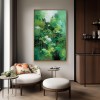 Verdant Bloom – abstrakcyjny zielony obraz botaniczny na płótnie do nowoczesnej sztuki ściennej
