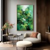 Verdant Bloom – abstrakcyjny zielony obraz botaniczny na płótnie do nowoczesnej sztuki ściennej