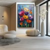 Vivid Bloom – Kolorowy, teksturowany obraz olejny z kwiatami, żywa kwiatowa sztuka ścienna do dekoracji domu