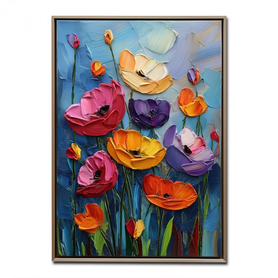 Vivid Bloom – Kolorowy, teksturowany obraz olejny z kwiatami, żywa kwiatowa sztuka ścienna do dekoracji domu