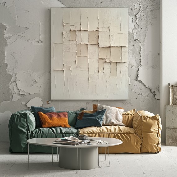 Wabi-Sabi Layers – Beżowa, teksturowana, abstrakcyjna sztuka ścienna – Neutralne tony, minimalistyczny wystrój domu