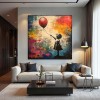 Zaginiony balon — Dziewczyna z graffiti, obraz olejny w stylu street art, sztuka ścienna inspirowana Banksym