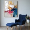 Złoty blask – abstrakcyjny obraz kwiatowy ze złotą i wielobarwną teksturą impasto, nowoczesna dekoracja ścienna do domu