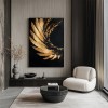Złoty łuk: abstrakcyjna sztuka ścienna w kolorze impasto Black Gold – nowoczesny wystrój do eleganckich domów