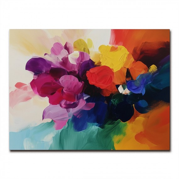 Żywy Bloomscape – kolorowy, abstrakcyjny obraz olejny z motywem kwiatowym, żywa kwiatowa grafika do wystroju domu